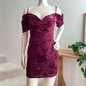 Forever 21 Burgundy Wine Burnout Velvet Mini Dress